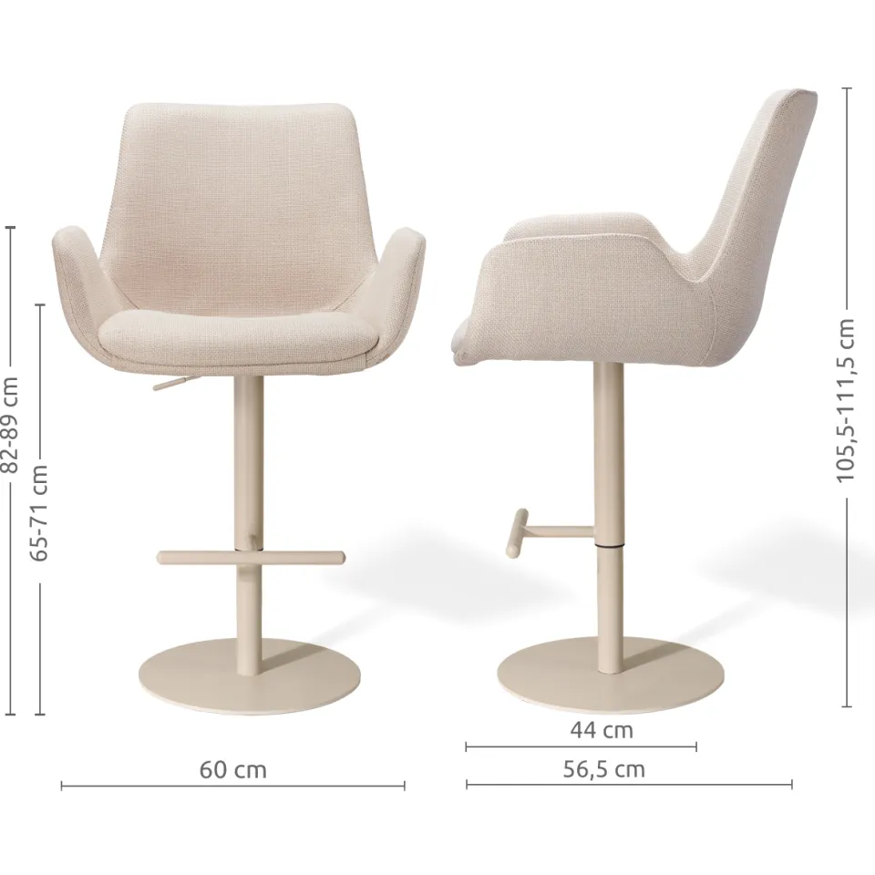 Nolon Niva-Eef draaibare tulp barkruk beige - verstelbaar - beige onderstel, foto 2