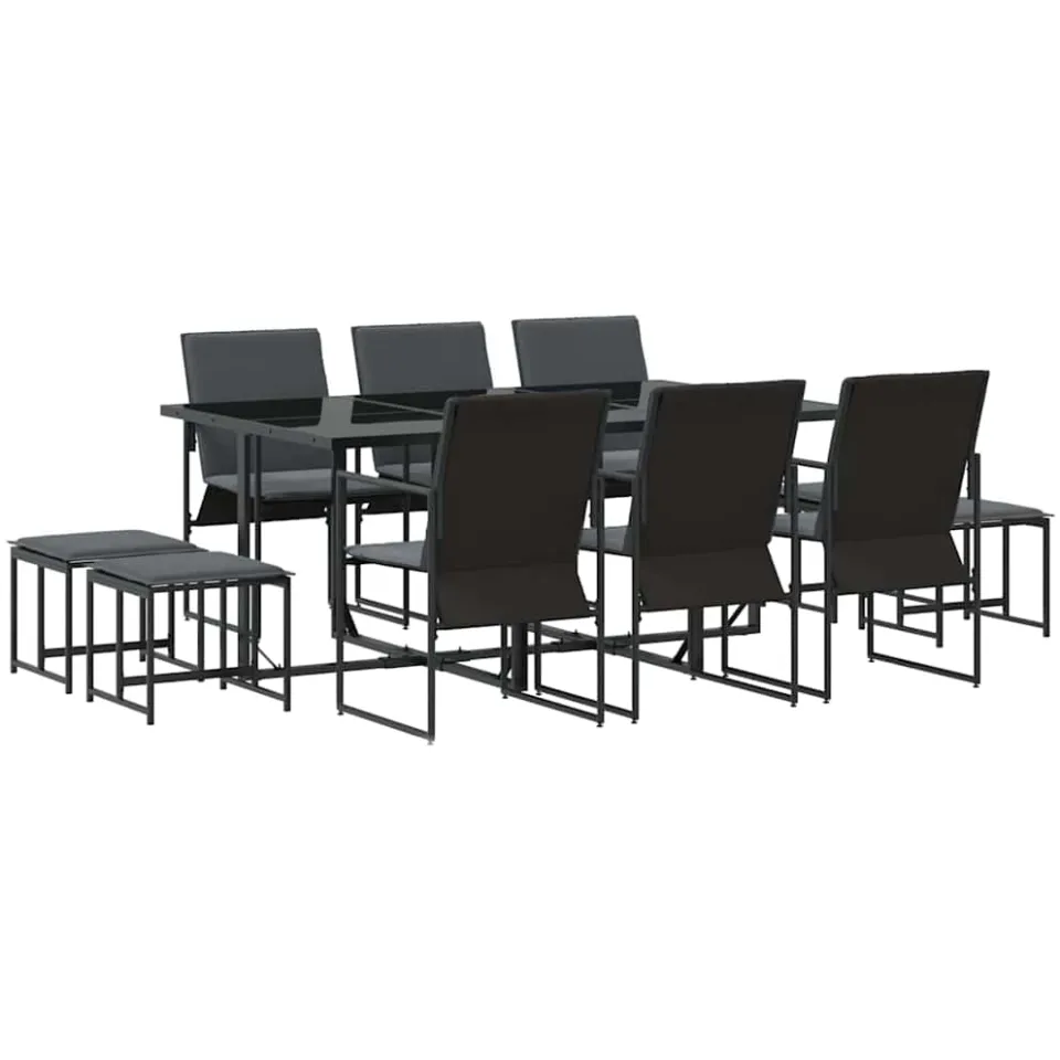 vidaXL Tuin eettafelset 11 st Zwart Staal, foto 4