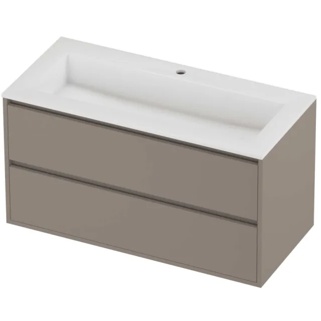 Proline Aristo Badmeubelset Polystone Elegant 1 Gat 100x46x54 cm Glans Wit Clay Beige