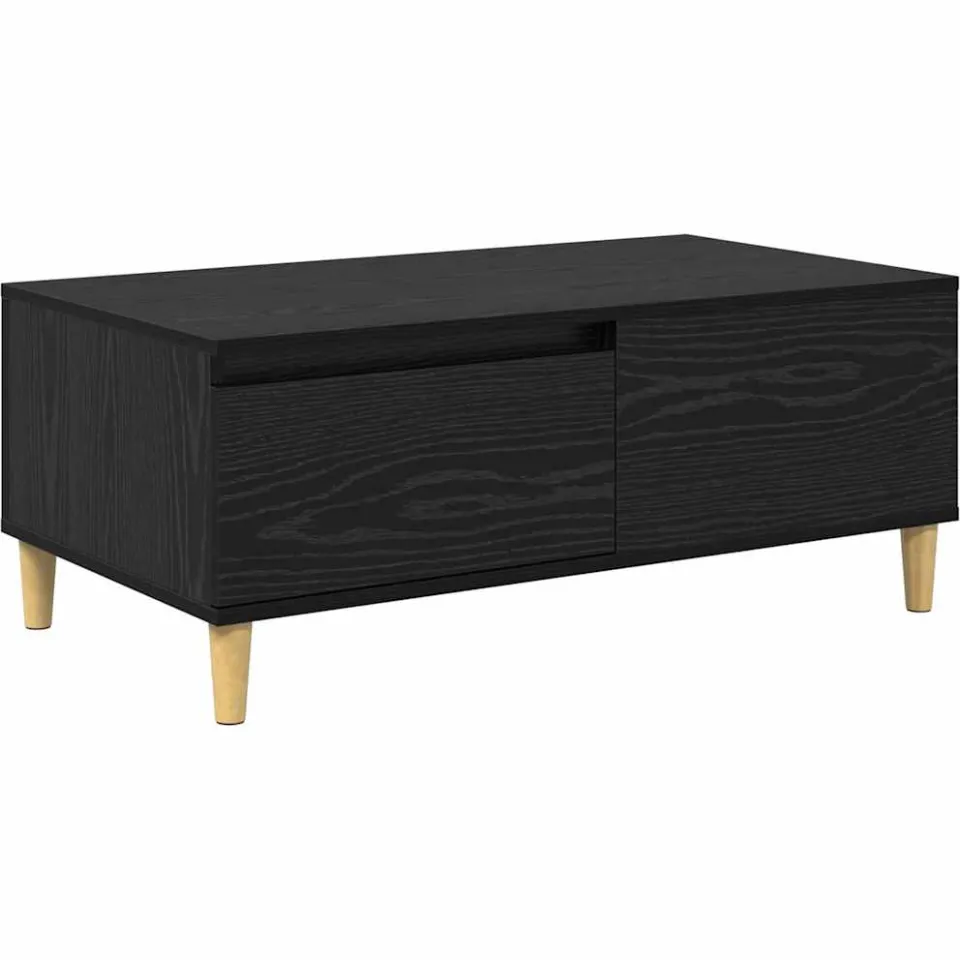 vidaXL Salontafel Zwart Eiken 90 x 50 x 35 cm Bewerkt hout, foto 3