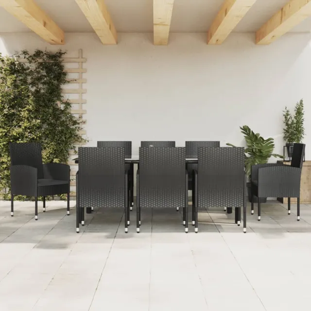 vidaXL 9-delige Tuinset poly rattan en staal zwart, foto 2
