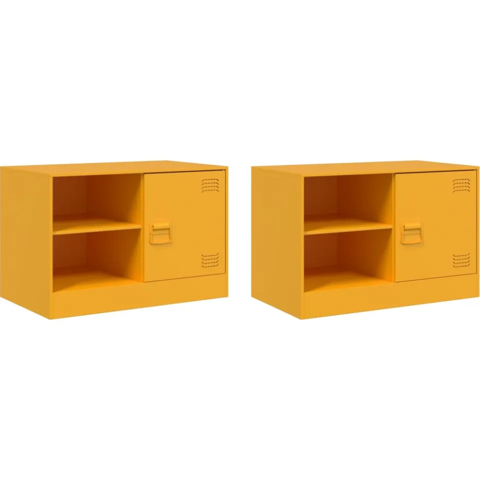 vidaXL Tv-meubelen 2 st 67x39x44 cm staal mosterdgeel, foto 3
