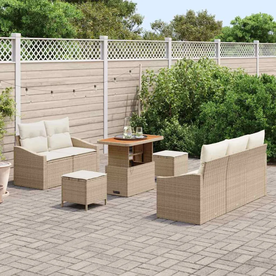 vidaXL Tuinbankenset 8 st Beige poly rattan, foto 3