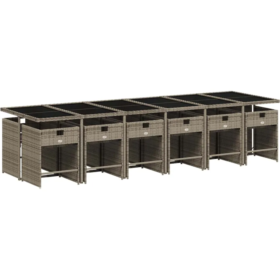 vidaXL 13-delige tuinset met kussens, grijs polyrotan