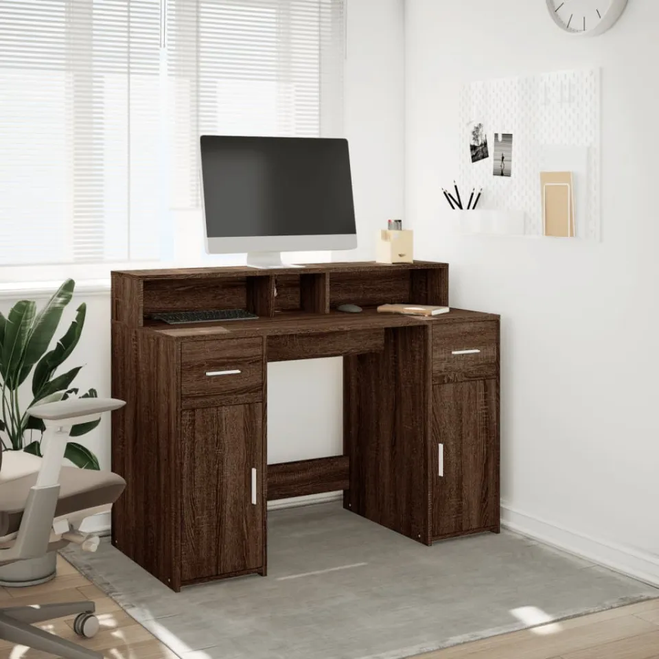 vidaXL Desk Bruin eiken 120 x 55 x 91 cm Engineered wood, foto 2