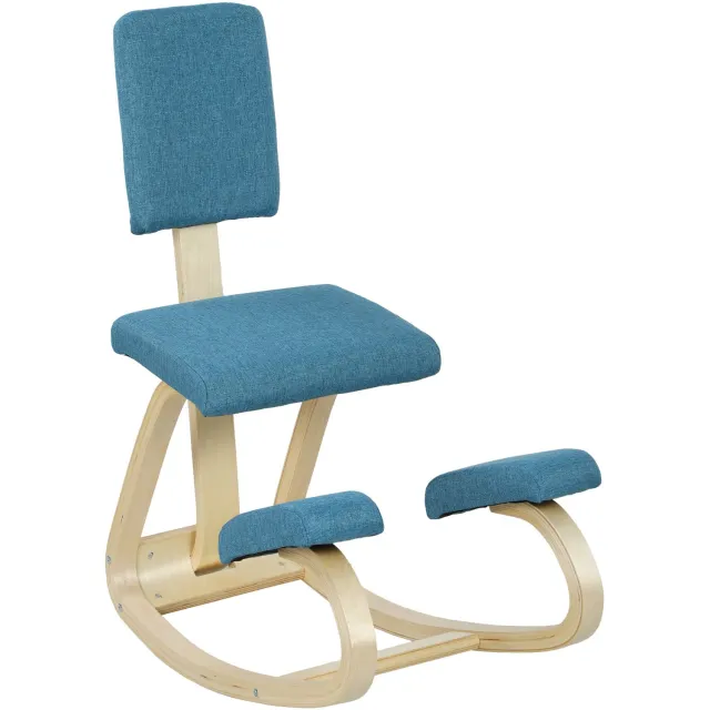 Homona Ergonomische kniestoel - Met rugleuning en schommelfunctie - Berkenhouten frame - 51 x 84 x 93 cm - Donkerblauw