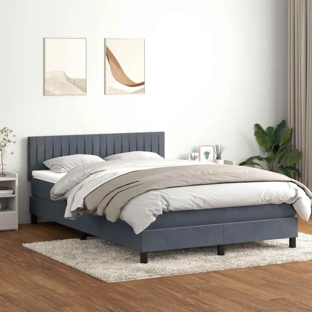 vidaXL Boxspring met matras en LED fluweel donkergrijs 160x210 cm grijs