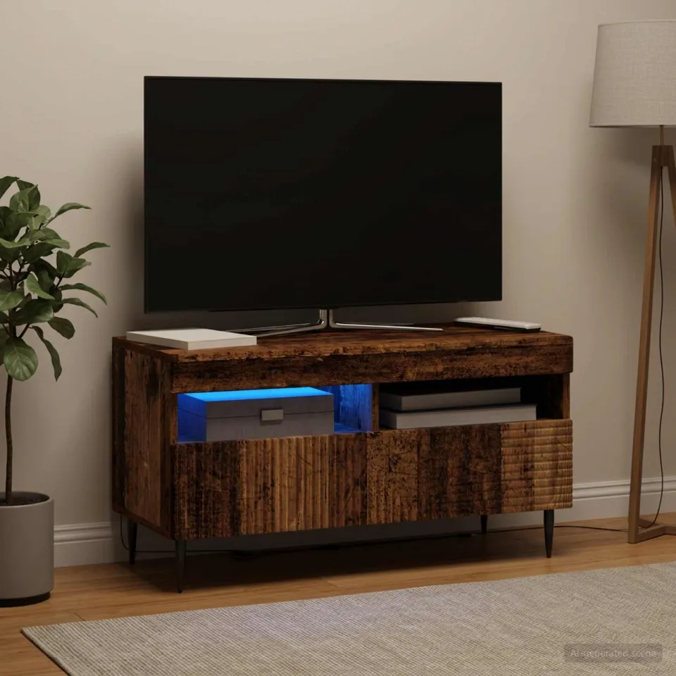 vidaXL LED tv-meubel HAARLEM 81 x 35 x 43 cm Oud hout Bewerkt hout bruin, foto 4