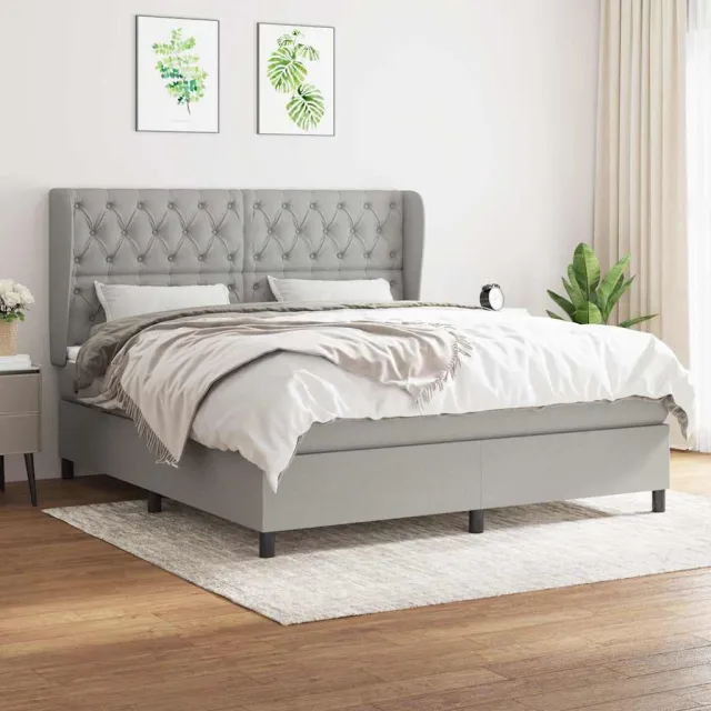 vidaXL Boxspring met matras stof lichtgrijs 160x200 cm grijs