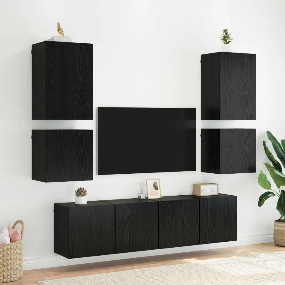 vidaXL TV Wandkast 40,5x30x40cm Zwart Eiken Bewerkt hout, foto 3
