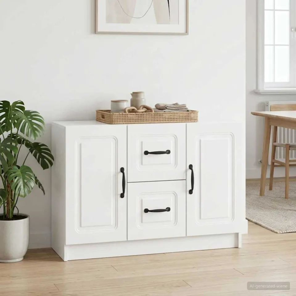 vidaXL Dressoir Hoogglans Wit 89 x 34,5 x 57 cm Bewerkt hout, foto 3