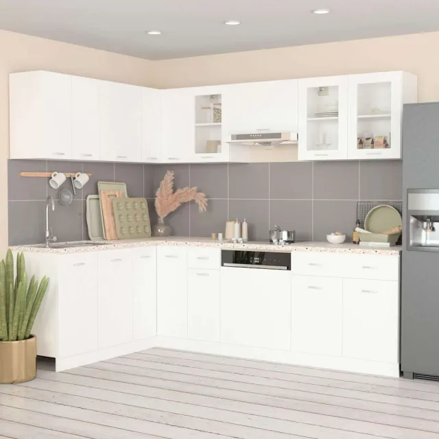 vidaXL 11-delige Keukenkastenset Lyon bewerkt hout wit