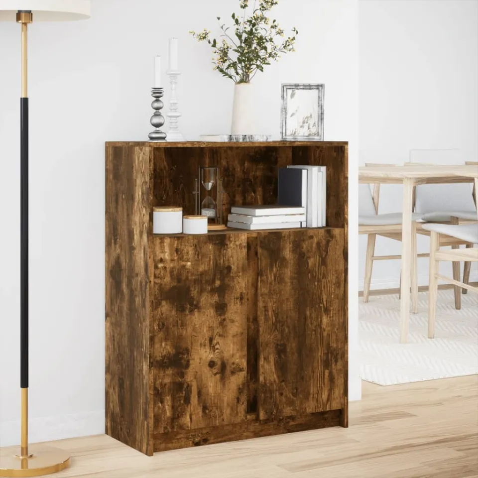 vidaXL Dressoir met LED 77x34x100 cm bewerkt hout gerookt eikenkleurig, foto 2