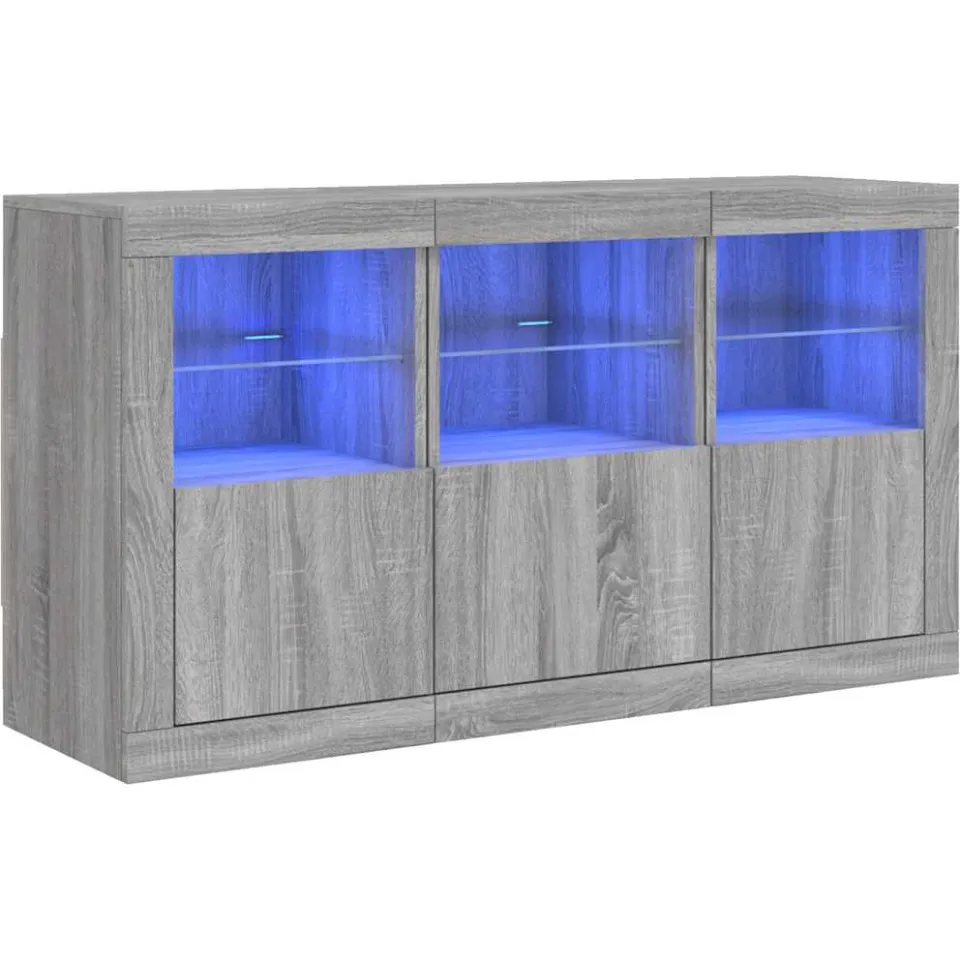 vidaXL Dressoir met LED-verlichting 123x37x67 cm grijs sonoma eiken