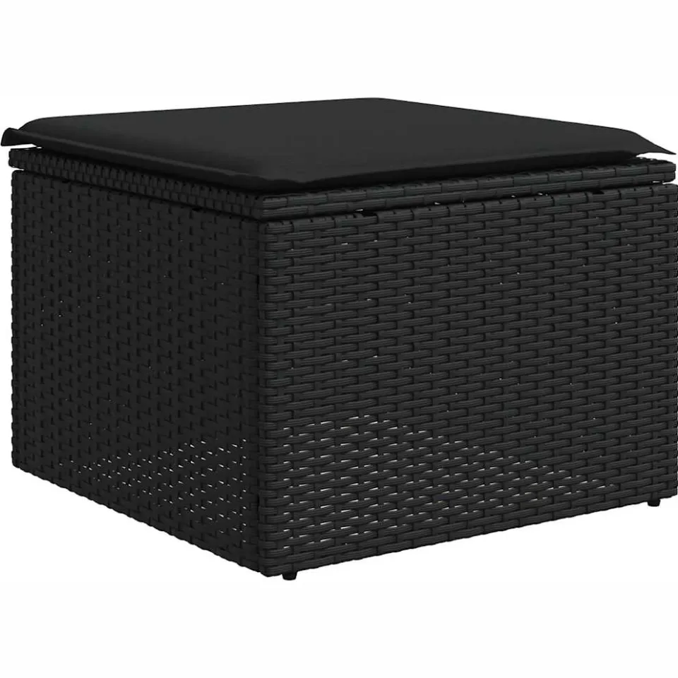 vidaXL 5-delige Loungeset met kussens poly rattan zwart