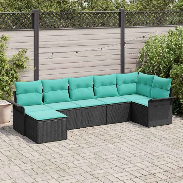 vidaXL Tuin Sofa Set 7 st Zwart poly rattan