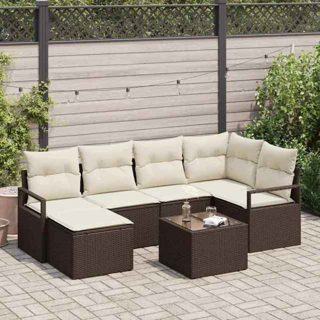 vidaXL Bankstel 7 st Bruin poly rattan, foto 2