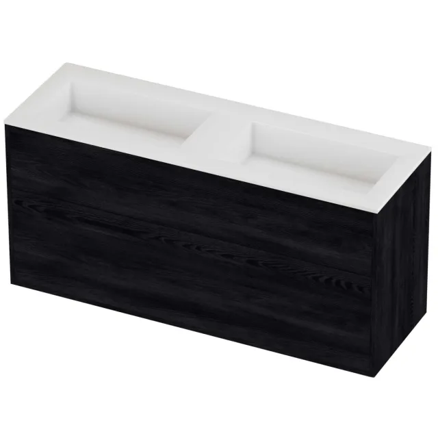 Proline Aristo Badmeubelset Polystone Elegant Dubbel 140x46x67 cm Glans Wit Black Oak