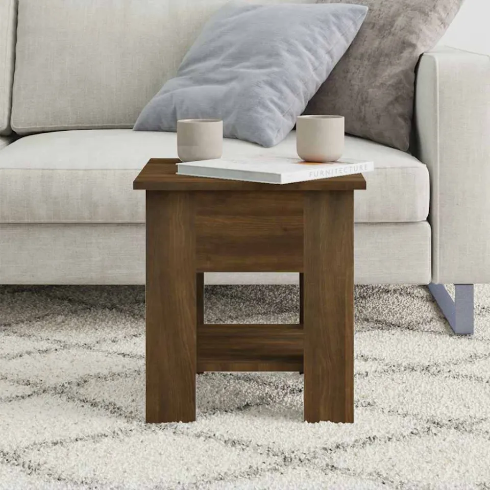 vidaXL Salontafel 40x40x42 cm bewerkt hout bruin eikenkleur, foto 3