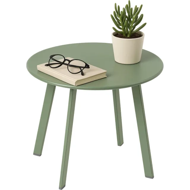 Lomera Bijzettafel Metaal Groen - Ronde Bijzettafel - Mat Groen - Gepoedercoat Metaal - Minimalistisch Design - Tafeltje Voor Woonkamer - Bijzet Tafel nvt