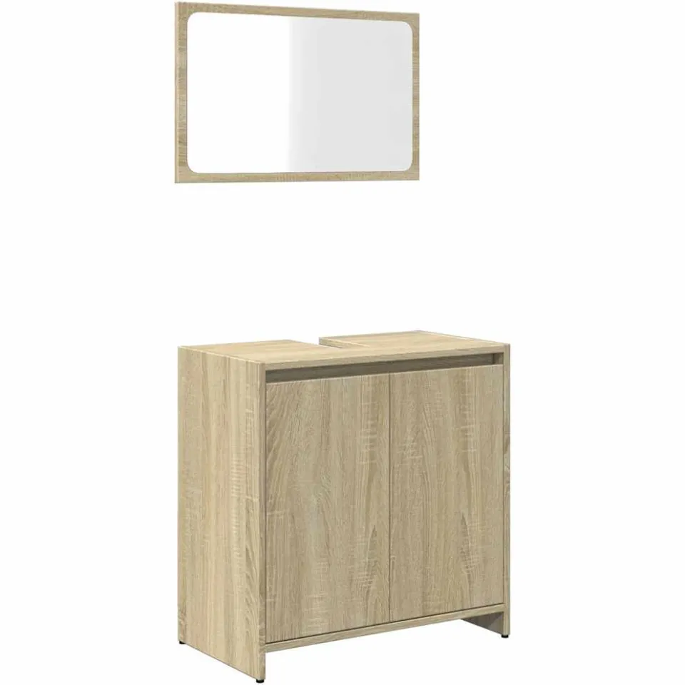 vidaXL 2-delige Badkamermeubelset bewerkt hout sonoma eikenkleurig Bruin