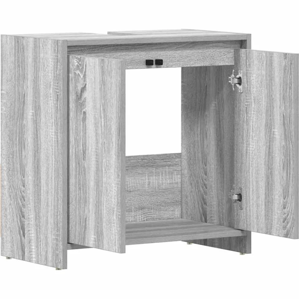 vidaXL Badkamerkast 60x33x60 cm bewerkt hout grijs sonoma eikenkleurig, foto 4