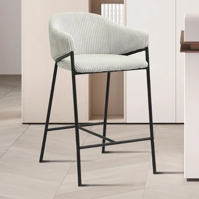 Rousseau Barstoel Hugo Lichtgrijs – Voor Keukeneiland – Zithoogte 66 cm – Corduroy – Rousseau