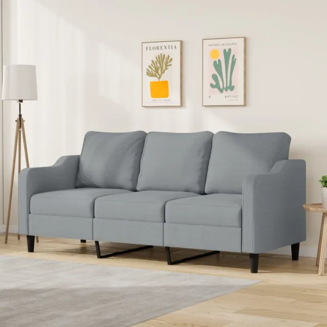 vidaXL Driezitsbank 180 cm stof lichtgrijs