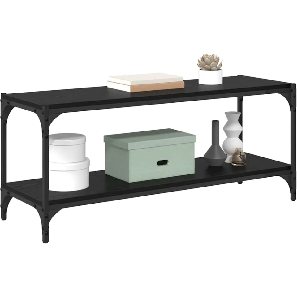 vidaXL TV-kast Zwart Eiken 100x33x41cm Gemonteerd hout en ijzer, foto 3