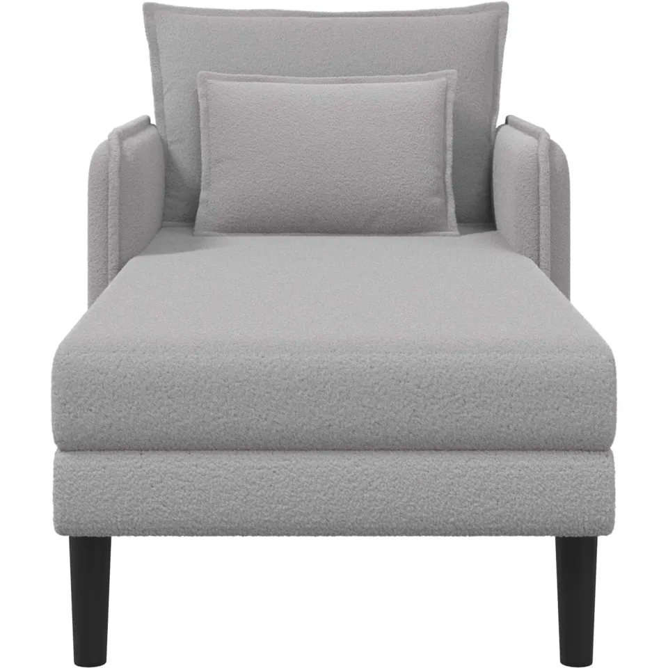 vidaXL Grote chaise longue Lichtgrijs Bouclé