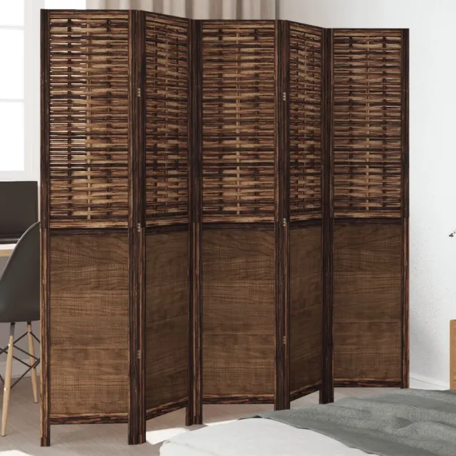 vidaXL Kamerscherm met 5 panelen massief paulowniahout donkerbruin bruin, foto 2