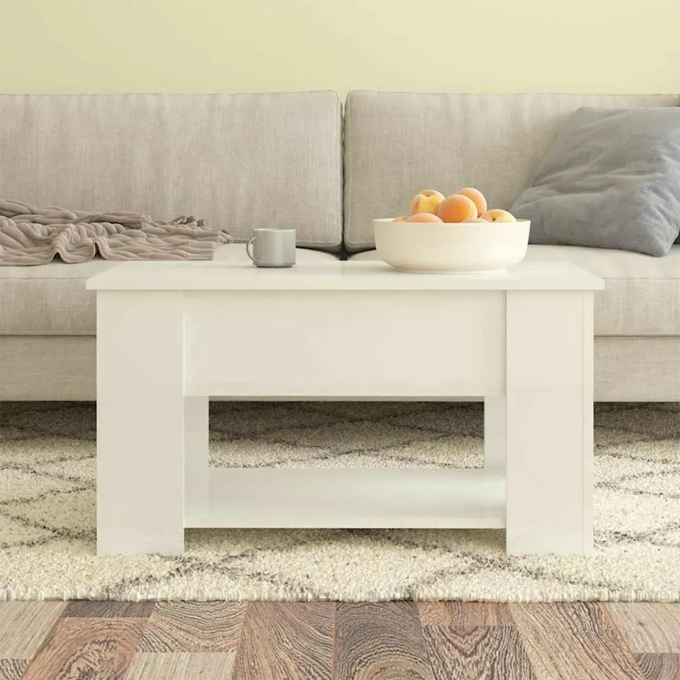vidaXL Salontafel 79x49x41 cm bewerkt hout hoogglans wit, foto 4