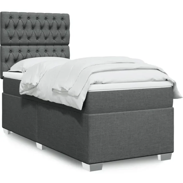 vidaXL Boxspring met matras stof donkergrijs 90x200 cm grijs