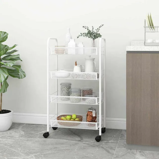 vidaXL Keukentrolley 4-laags 46x26x85 cm ijzer wit, foto 2