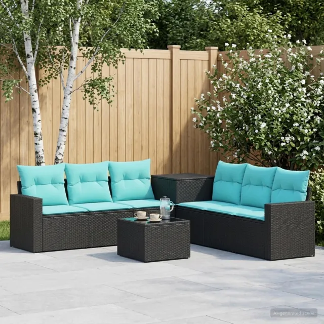 vidaXL Bankstel 8 st Zwart en Blauw 55 x 55 x 37 cm