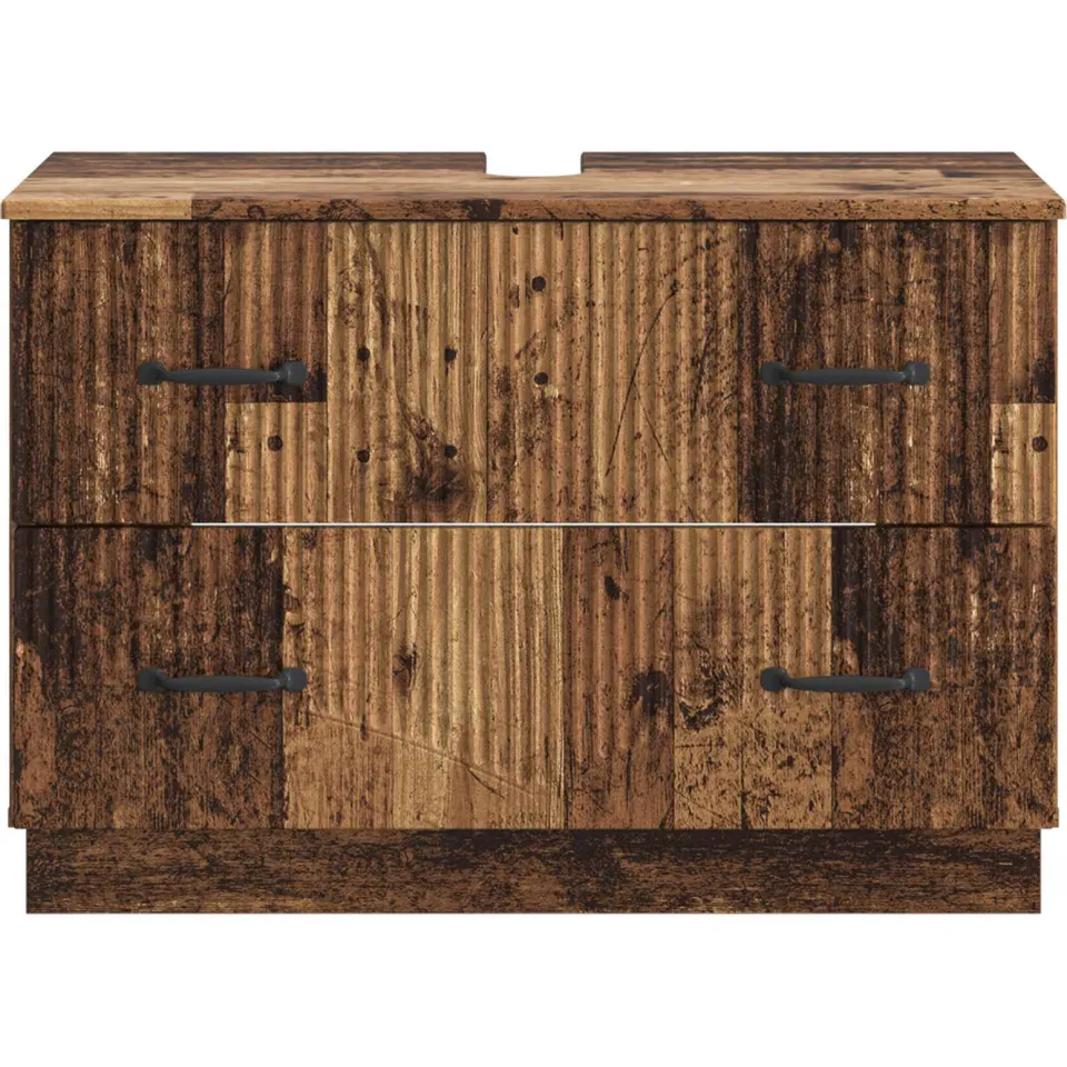 vidaXL Badkamer wastafelkast HOORN Oud hout 82 x 41 x 56 cm bruin, foto 4