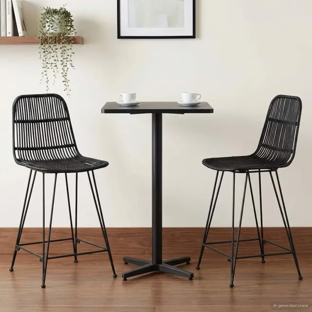 vidaXL Barkruk 2 st Zwart 44 x 54 x 96 cm Rattan en staal, foto 2
