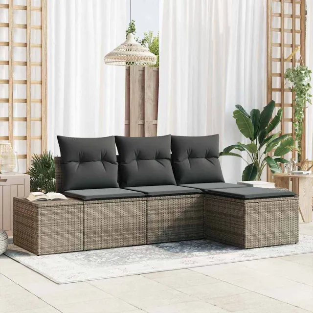 vidaXL Tuin Sofa Set 4 st Grijs poly rattan