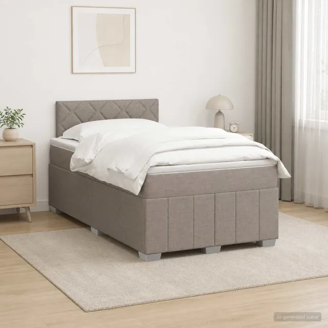 vidaXL Boxspringbed met matras met hoofdeinde Taupe 120 x 190 cm Stof