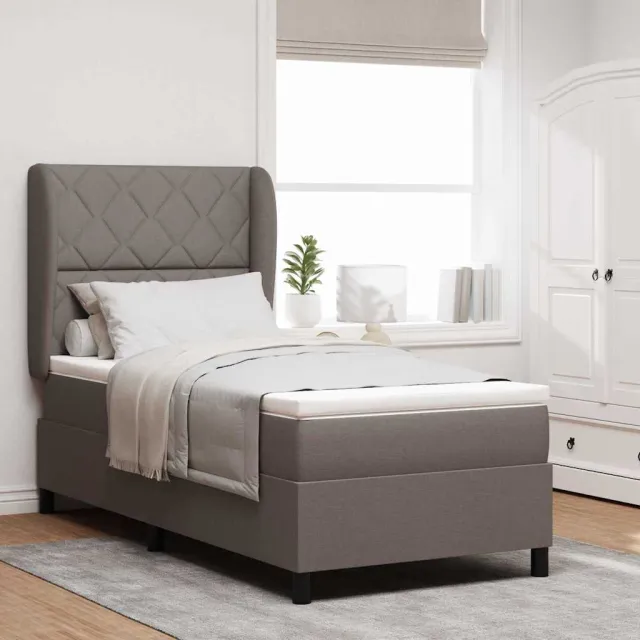 vidaXL Boxspring bed met hoofdeinde Taupe 100 x 200 cm Stof