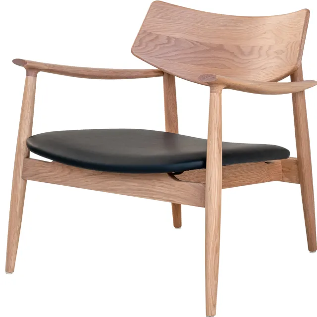Artichok Oliver houten fauteuil naturel - met zwarte kunstleren zitting Bruin