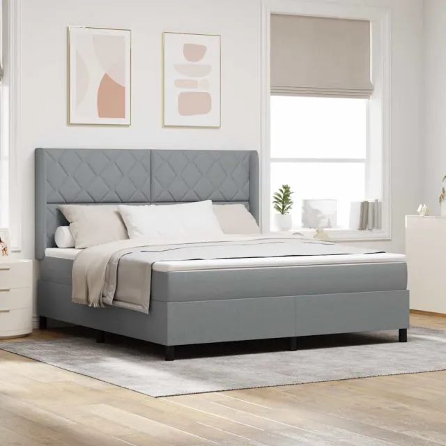 vidaXL LED Box Spring Bed met hoofdeinde Lichtgrijs 180 x 200 cm Stof
