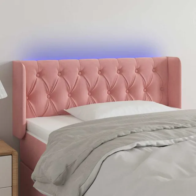 vidaXL Hoofdbord LED 103x16x78/88 cm fluweel roze