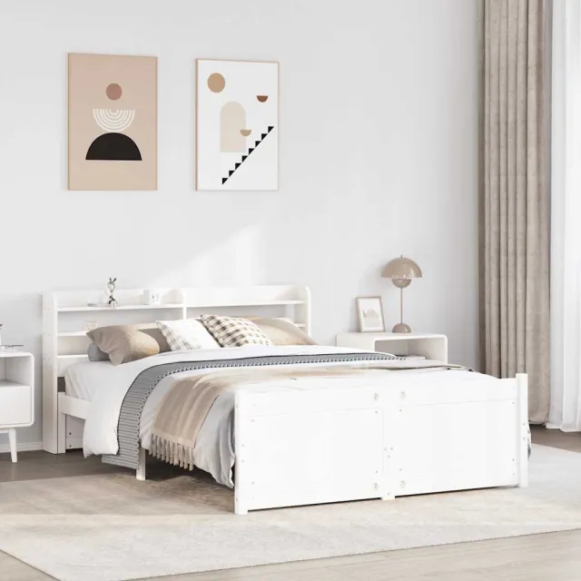 vidaXL Bedframe met hoofdeinde zonder matras 140x190 cm wit