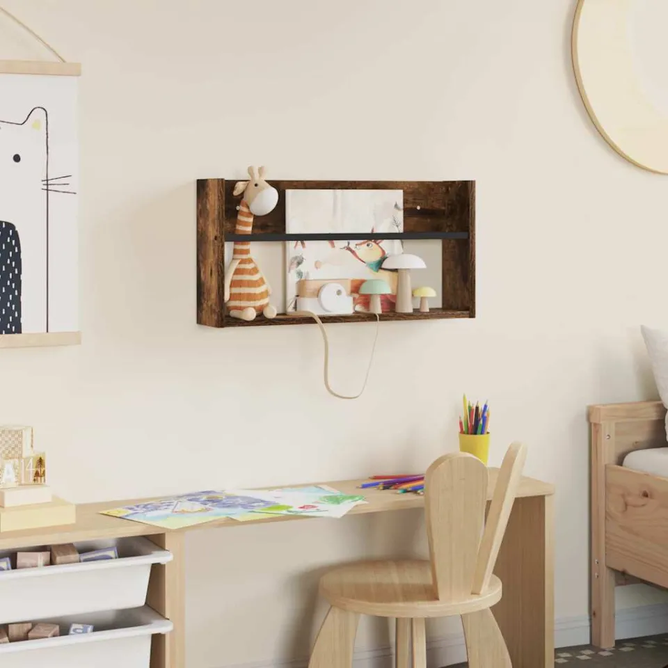 vidaXL Tijdschrift Rek Gerookt eiken 60 x 12 x 30 cm Bewerkt hout, foto 4