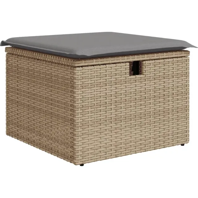 vidaXL Tuinkruk - met - kussen - 55x55x37 - cm - poly - rattan - beige beige en lichtgrijs
