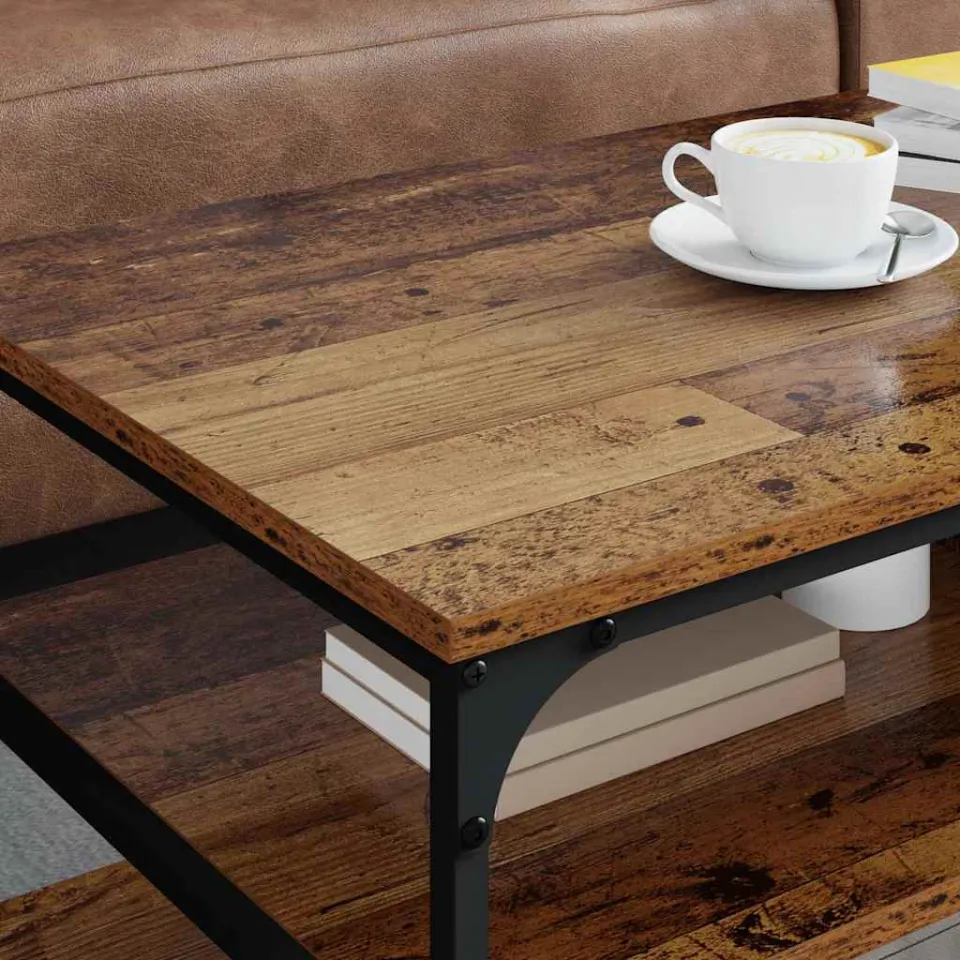 vidaXL Salontafel Oud Hout 100 x 50 x 45 cm Bewerkt hout bruin, foto 3