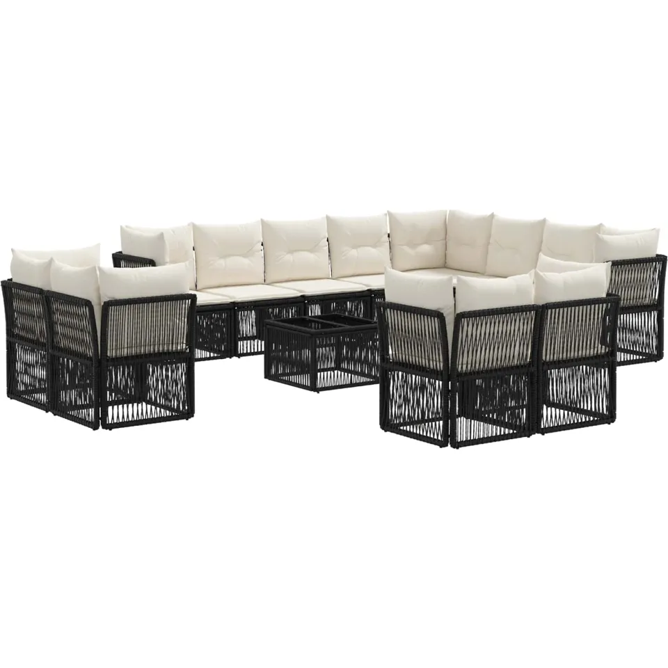 vidaXL Tuinbankenset 13 st Zwart poly rattan, foto 3