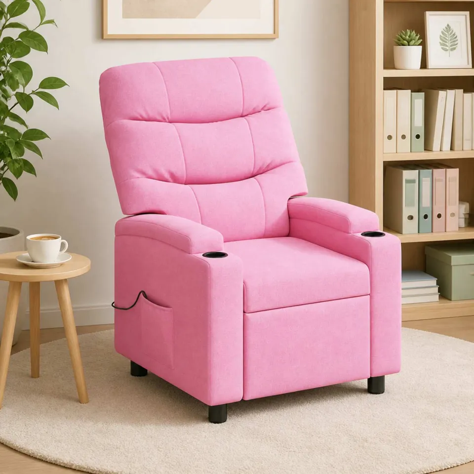 vidaXL Massage-relaxstoel Roze 75 x 93 x 102 cm Stof, foto 4