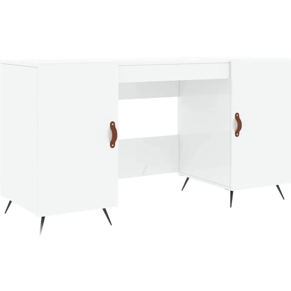 vidaXL Bureau 140x50x75 cm bewerkt hout hoogglans wit, foto 3